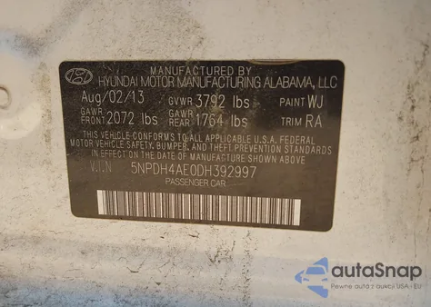 2013 Hyundai Elantra Gls из США, поврежденный, VIN 5NPDH4AE0DH392997